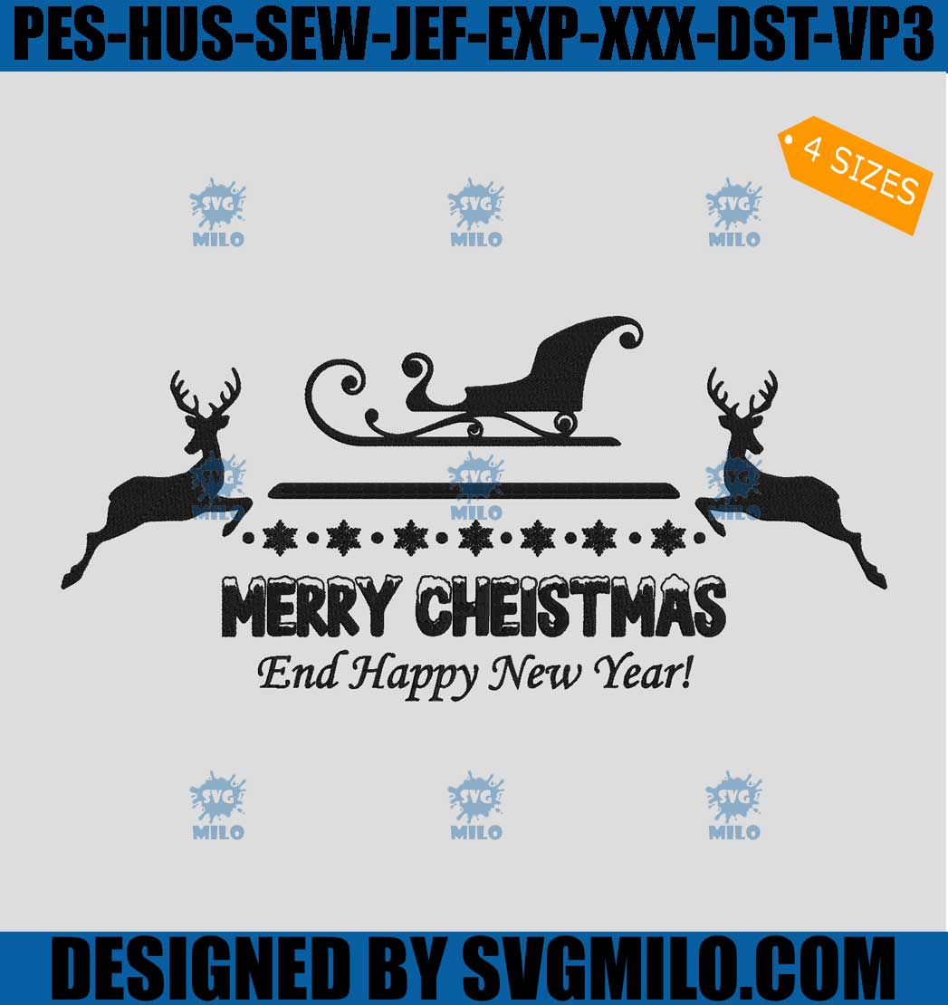 Merry Cheistmas Embroidery Design, Happy New Year Embroidery Design