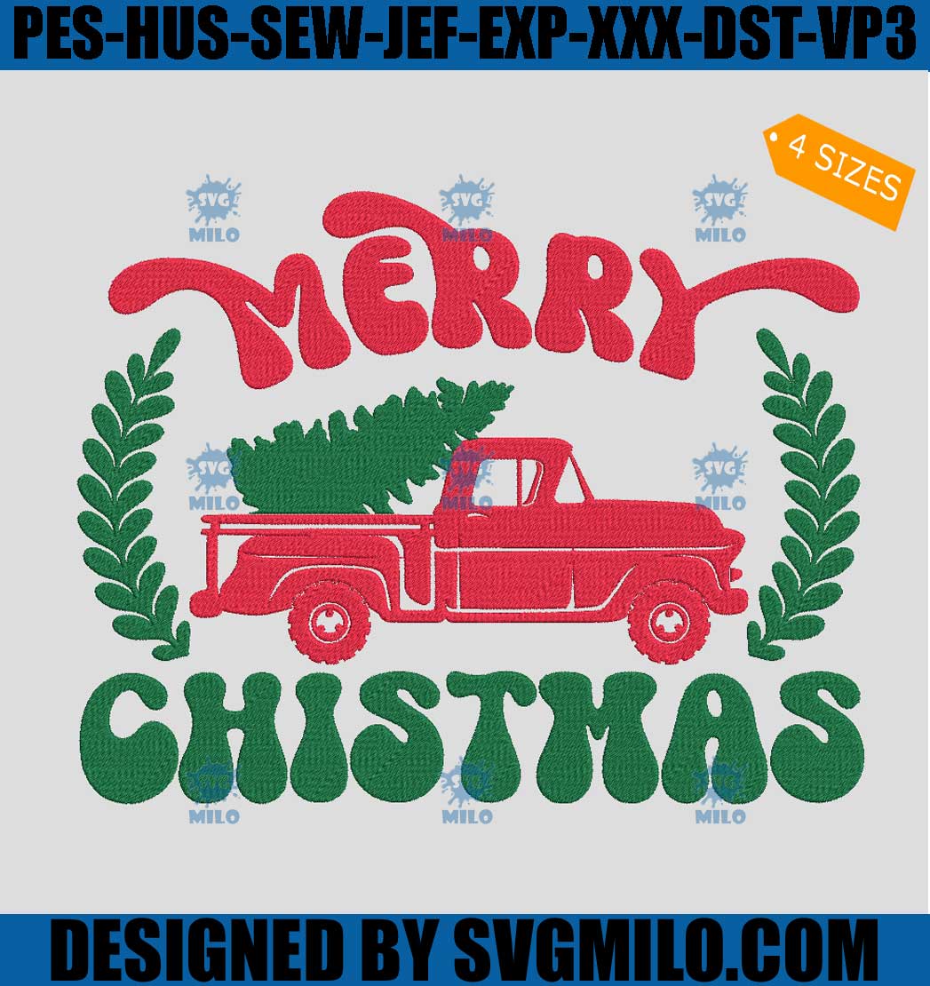 Merry-Christmas-Embroidery-Design_-Christmas-Truck-Embroidery-Design