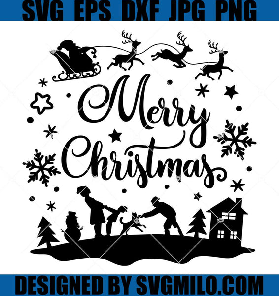 Santa Sleigh Svg Santa's Sleigh Svg Png, Reindeer Pulling Svg, Flying