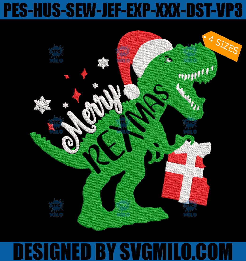 Merry-Rexmas-Embroidery-Design_-T-Rex-Christmas-Dinosaur-Xmas ...