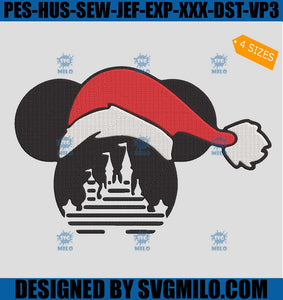 Mickey Castle Xmas Embroidery Design, Castle Chrsitmas Embroidery Design