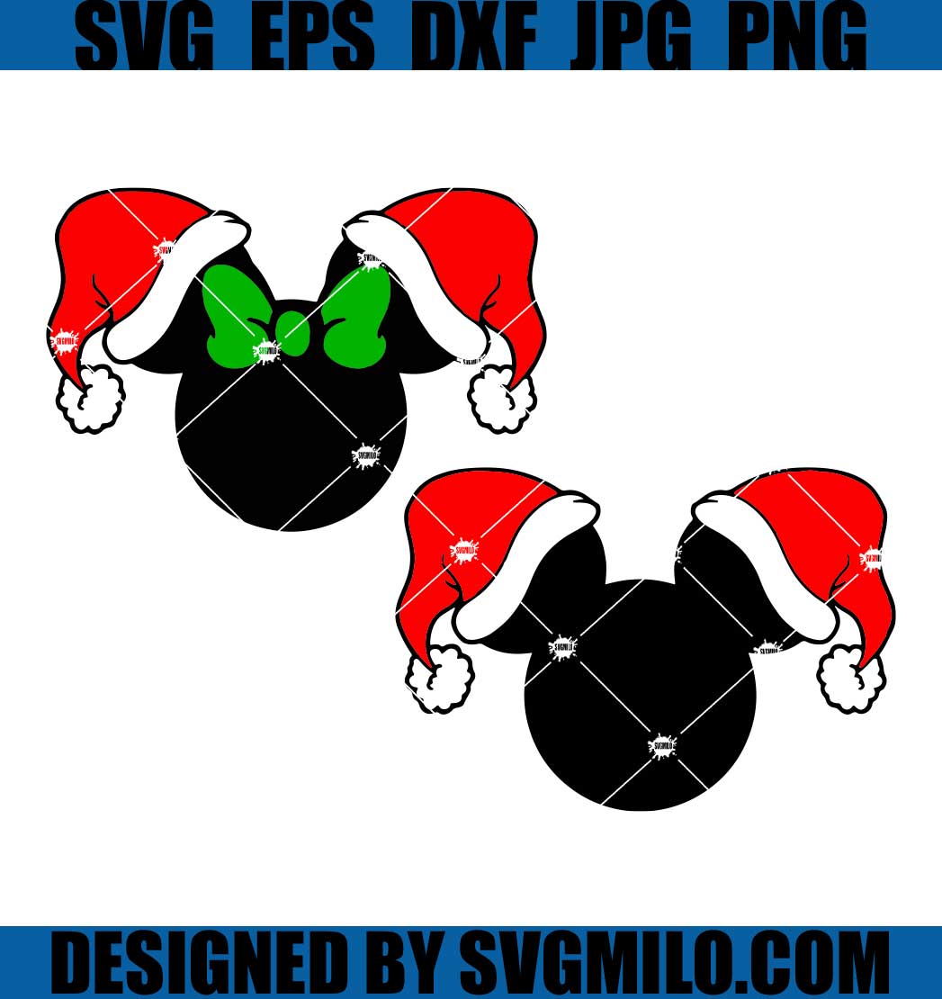 Mickey Double Bundle Svg, Minnie Santa Hat Svg, Mickey Mouse Svg