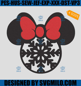 Mickey Snowflake Embroidery Design, Snowflake Embroidery Design