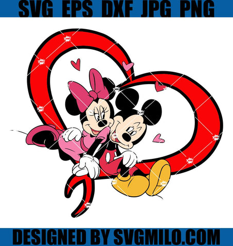 Mickeyy and Minniee Valentine's Day SVG, Sitting Mouse SVG, Couple Mickeyy SVG