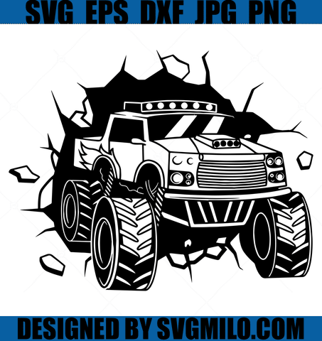 Monster-Truck-In-The-Wall-SVG-Muscle-Car-SVG-Monster-Truck-Svg
