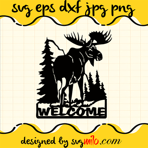 Moose-Welcome-Sign-Forest-Trees-SVG-Merry-Christmas-SVG