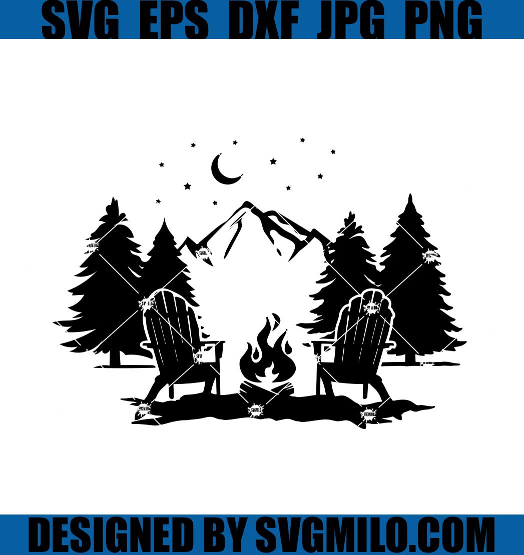 Mountain-Scene-With-Adirondack-Chairs-SVG_-Camp-Bucket-SVG_-Forest-Camping-SVG