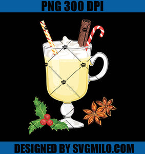 Mug Of Christmas Eggnog With Candy Cane PNG, Star Anise and Mistletoe PNG