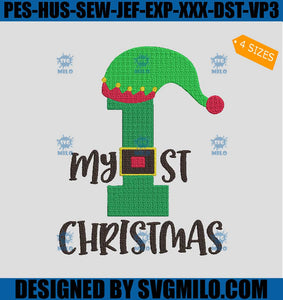 My First Christmas Embroidery Design, Elf Xmas Embroidery Design