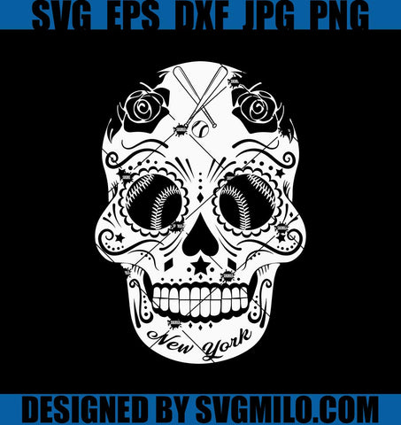 New-York-Sugar-Skull-SVG_-New-York-Baseball-SVG