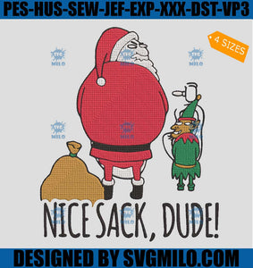 Nice Sack Dude Santa And Elf Embroidery Design, Santa Snowman Christmas Embroidery Design