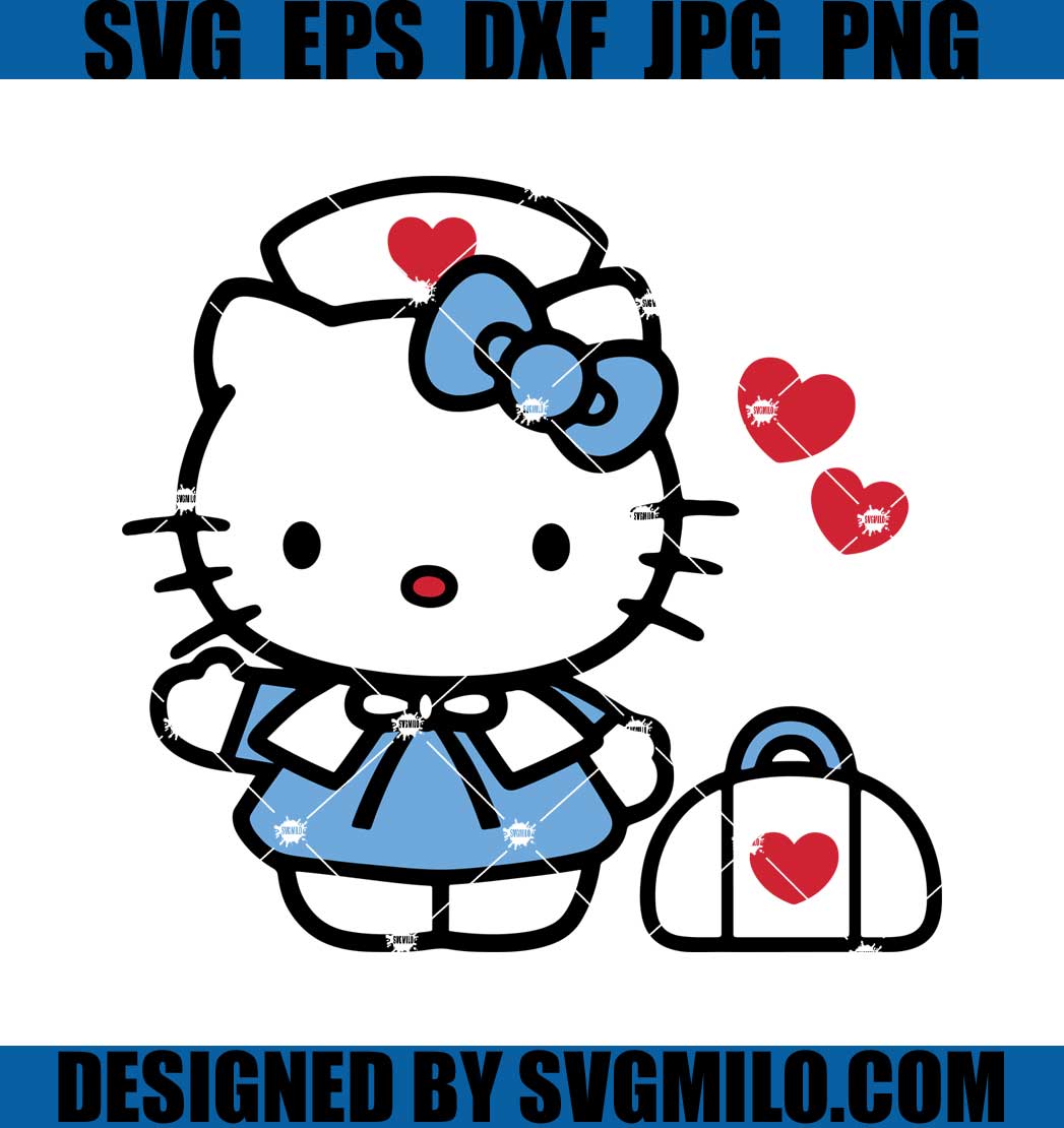 Nurse Kitty Svg, Valentine Svg, Hello Svg, Cat Svg, Kawaii Svg
