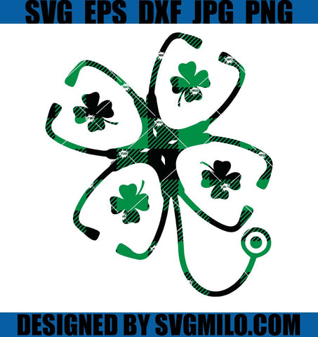Nurse St. Patrick's Day SVG, Stethoscope SVG, Shamrock Stethoscope SVG, St. Patrick's Day Medical SVG, Buffalo Plaid Nurse SVG