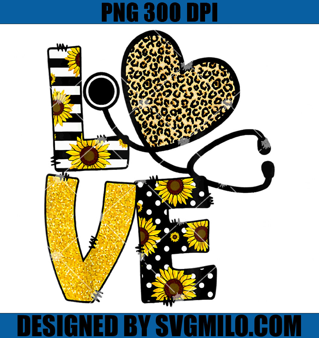 Nurse Sunflower Leopard PNG, Print Love Nursing PNG