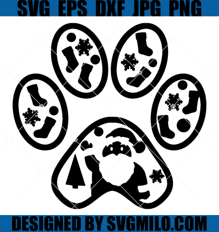 Paw Print Svg, Santa-Claus-SVG-Snowflake-SVG-Dog-SVG