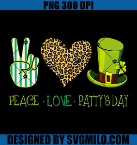 Peace Love Patty'S Day PNG, Leopard Leprechaun PNG