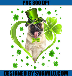 Puppy Shamrock PNG, Pug Dog St Patrick's Day PNG