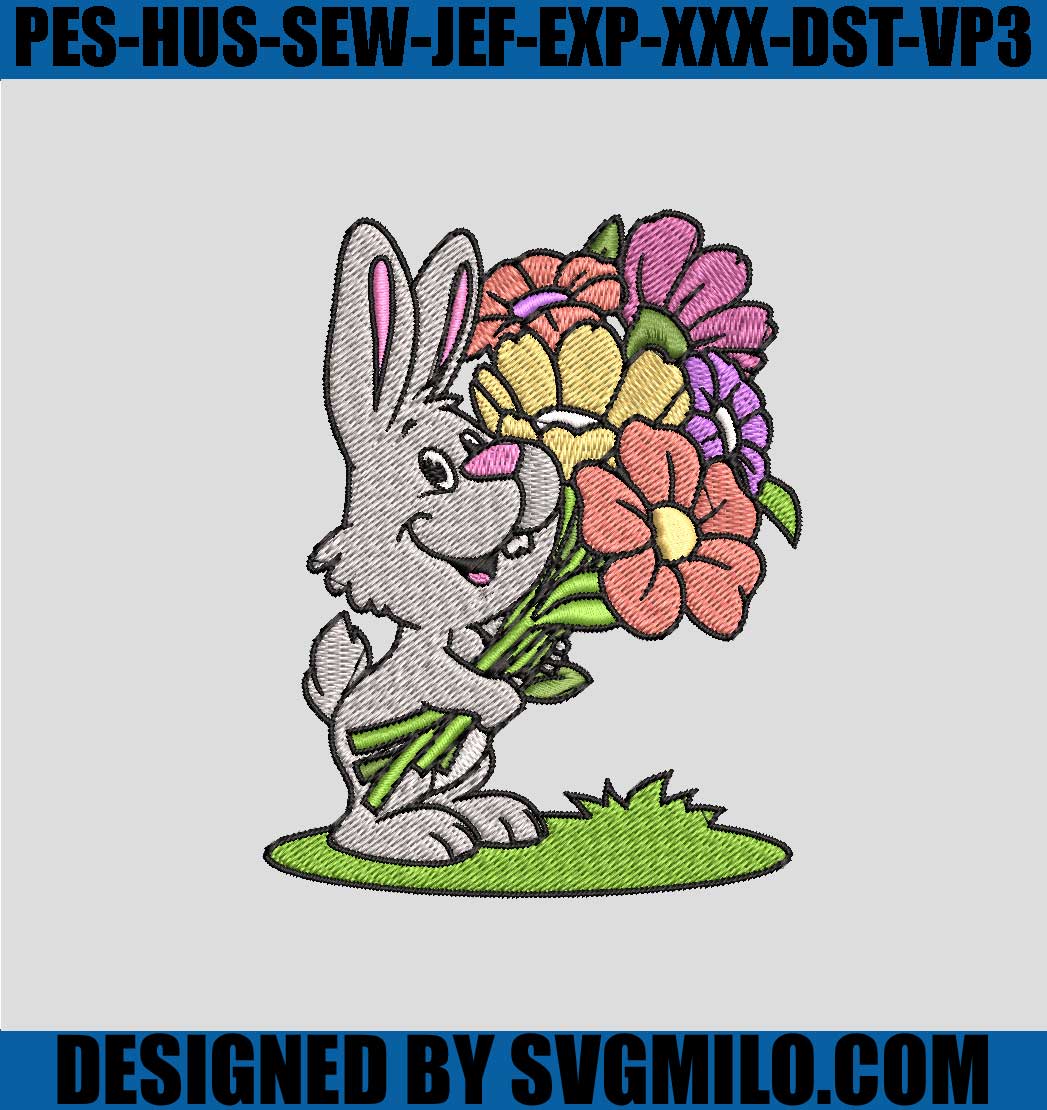 Rabbit-Flower-Embroidery-Design