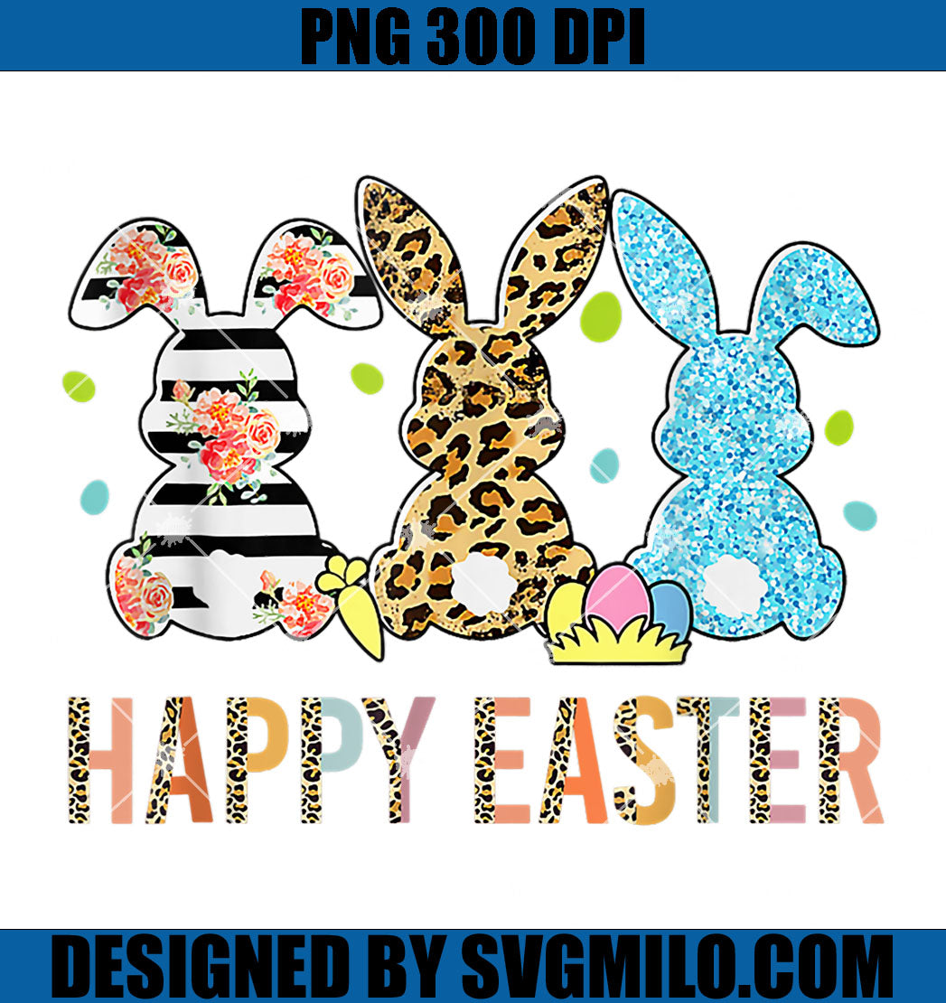 Rabbit Lover Happy Easter Day Leopard PNG, Bunny Happy Easter PNG