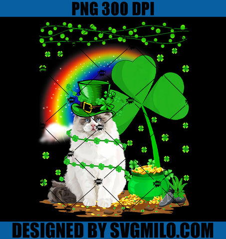 Ragdoll Cat  Shamrock Rainbow Ragdoll PNG, St Patrick's Day Cat PNG