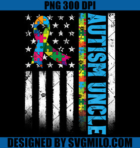 Retro American Flag Autism  PNG, Uncle Awareness Autism PNG