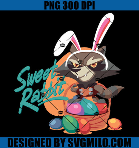 Rocket Raccoon Easter Sweet Rabbit PNG, Easter Rocket Raccoon PNG