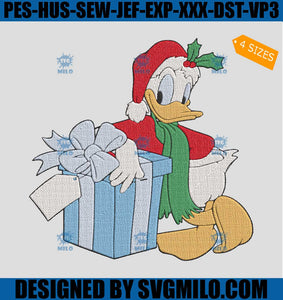Santa Donald Embroidery Design, Donald Christmas Embroidery Design
