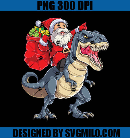 Santa Riding Dinosaur T rex PNG, X-mas T rex PNG, Santa Christmas PNG