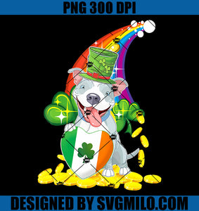 Shamrock Irish Pit Bull Dog PNG, Rainbow Dog Patrick's Day PNG