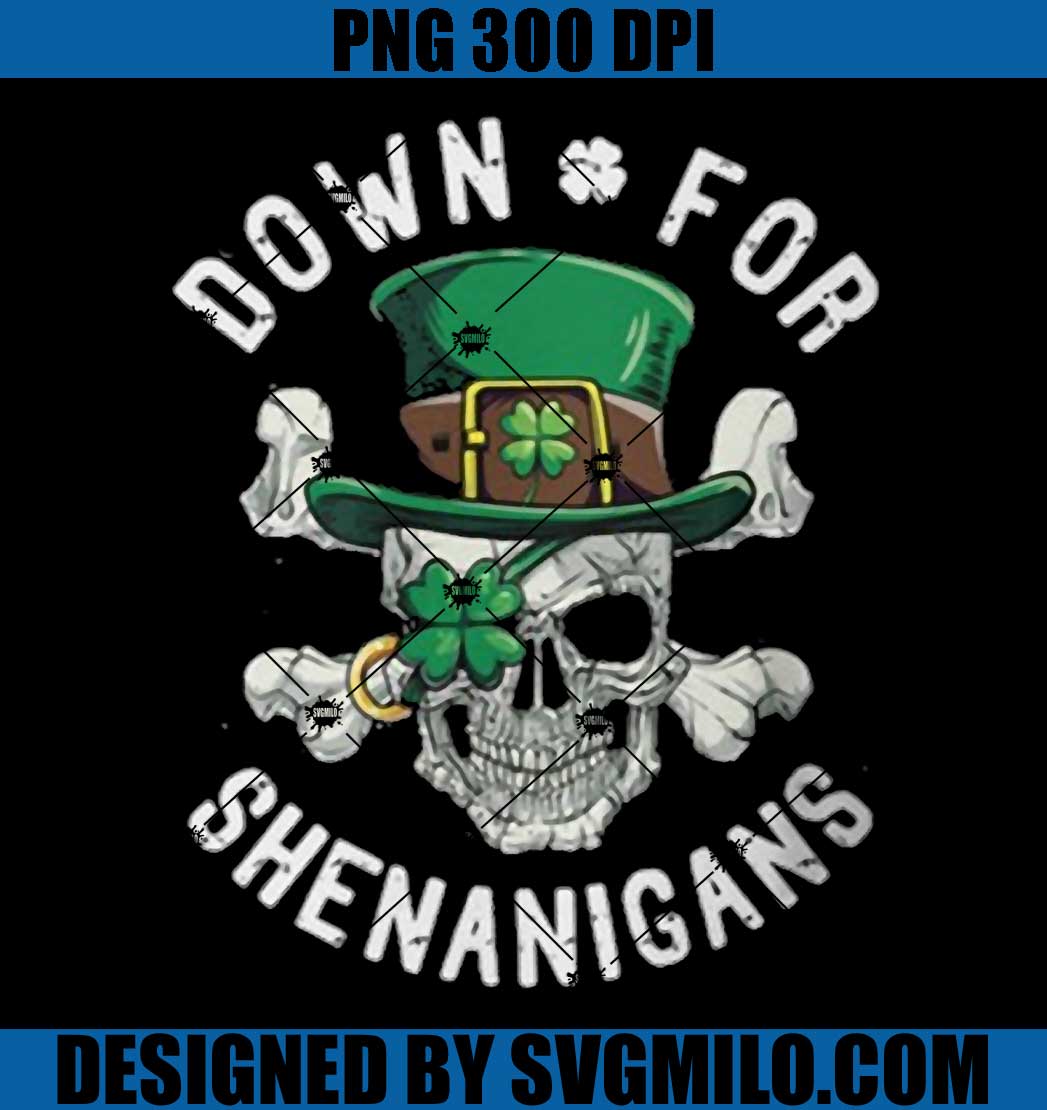 St Patrick's Day Shenanigans PNG, Skull & Clover PNG