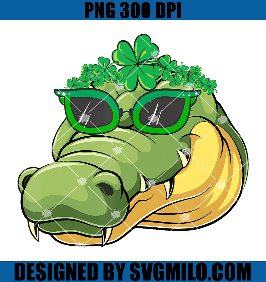 St. Patrick's Day Alligator Cute Face Sunglasses PNG, Alligator Patrick PNG