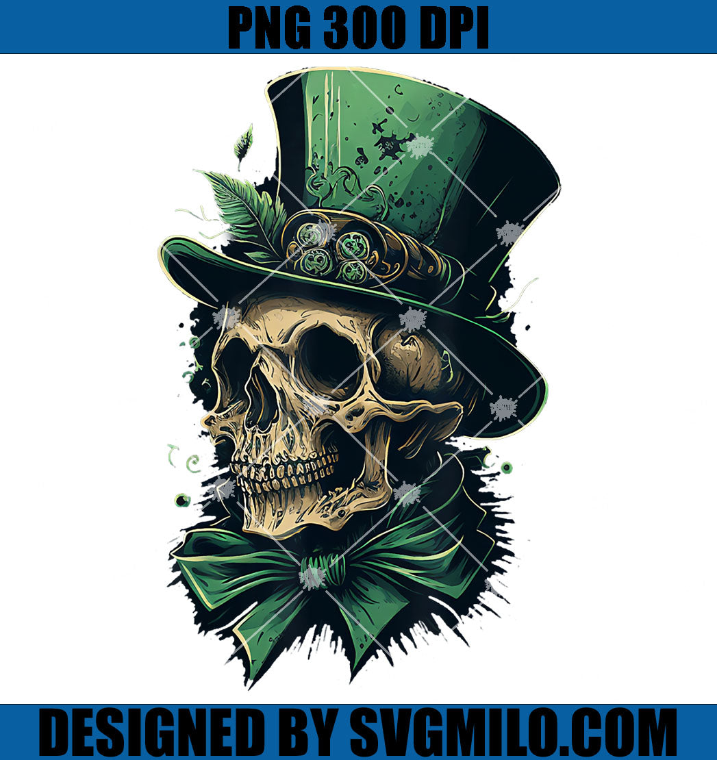 St. Patrick's Lucky Irish Skull PNG, Skull Patrick PNG