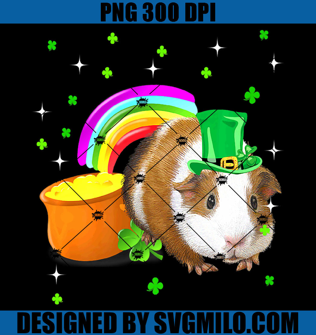 St Patricks Day Cute Guinea Pig Irish Shamrock PNG, Shamrock Rainbow PNG