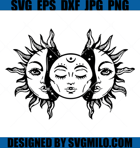 Sun and moon Svg, Celestial svg, Star Svg