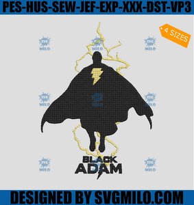 Super Hero Black Adam Embroidery Design, DC Comics Black Adam Embroidery Design