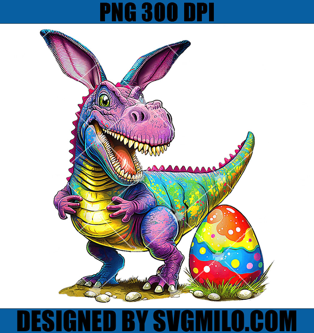T Rex Dino Bunny PNG, Dinosaurs Hunt Eggs Happy Easter PNG
