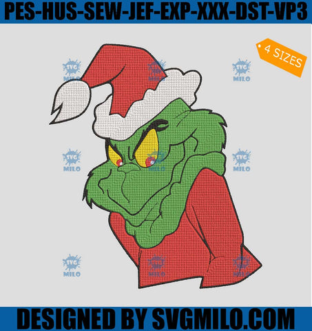 The Grinch Xmas Embroidery Design, Santa Grinch Embroidery Design