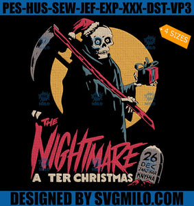 The Nightmare After Christmas Embroidery Design, Santa Skeleton Christmas Embroidery Design