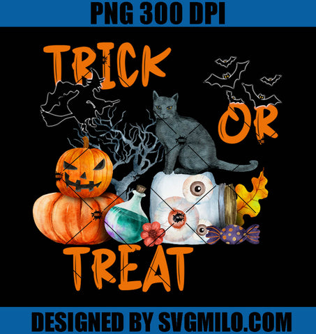 Trick Or Treat PNG, Cat Witch PNG, Pumpkin Halloween PNG