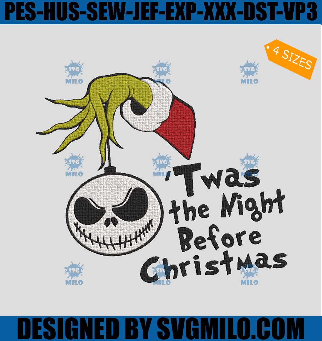 Twas the Night Before Christmas Embroidery Design, Xmas Grinch Embroidery Design