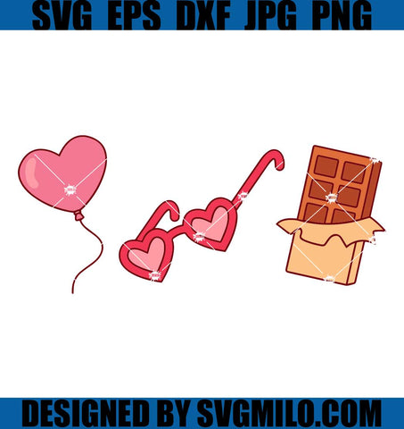 Valentine Chocolate SVG, Heart Chocolate SVG, Glasses Valentine SVG
