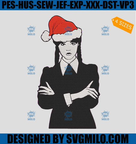 Wednesday-Addams-Santa-Hat-Embroidery-Design_-Wednesday-Family-Xmas-Embroidery-Design