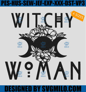 Witchy Woman Boho Spiritual Embroidery Design, Woman Embroidery Design