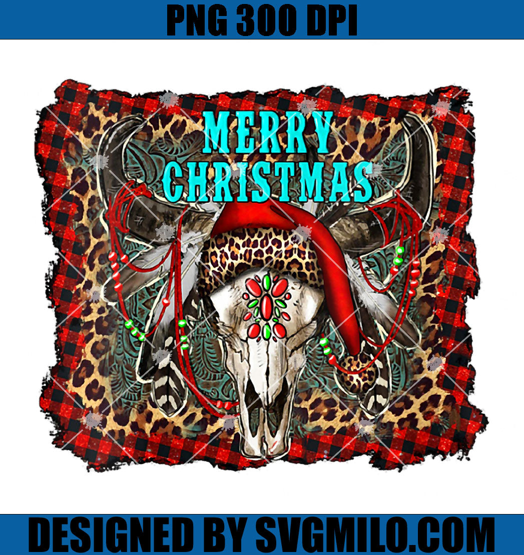 Women's Western Boho PNG, Merry Christmas Leopard Turquoise PNG