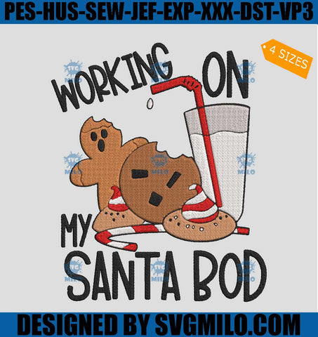 Working On My Santa Bod Embroidery Design, Gingerbread Xmas Embroidery Design