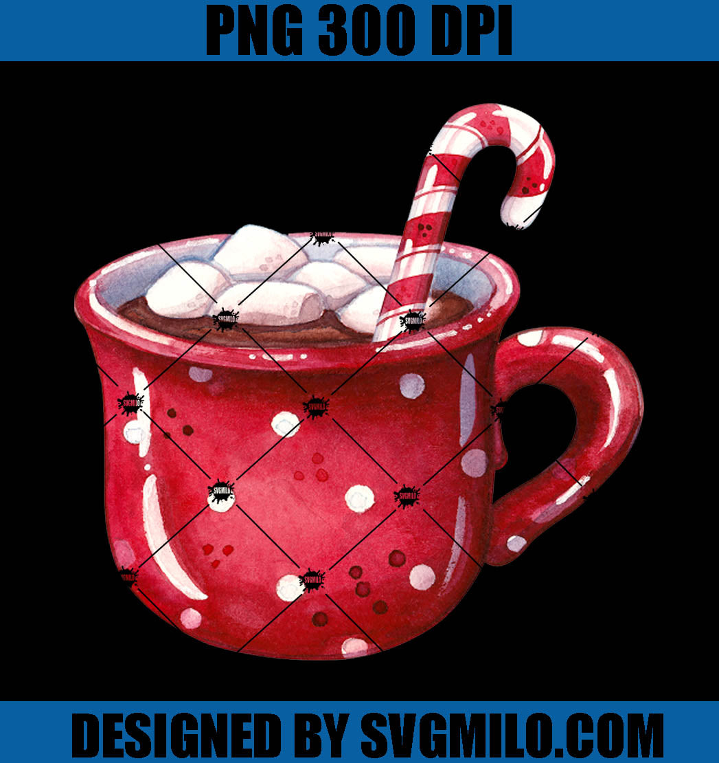 Xmas Hot Chocolate With Marshmallow And Candy Cane PNG, Christmas Gift PNG