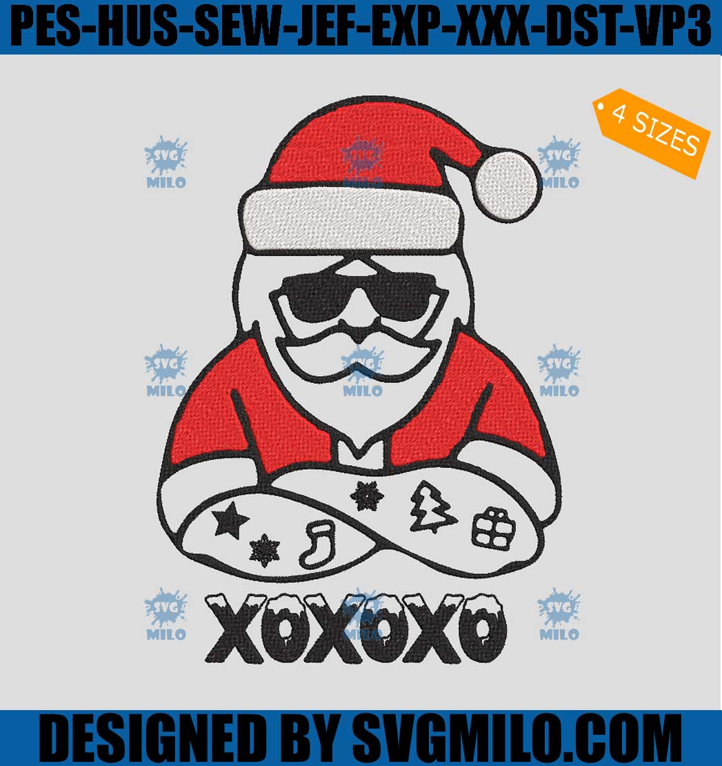 Xo Xo Xo Xmas Embroidery Design, Santa Claus Embroidery Design