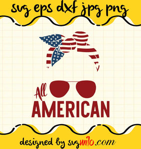 All American Messy Bun Bun 4th OF July USA Flag cut file for cricut silhouette machine make craft handmade - SVGMILO