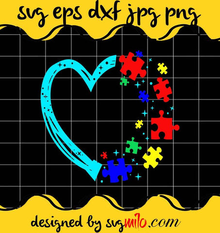 Autism Heart With Puzzle Pieces cut file for cricut silhouette machine make craft handmade - SVGMILO