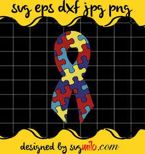 Autism Puzzle Piece Ribbon cut file for cricut silhouette machine make craft handmade - SVGMILO